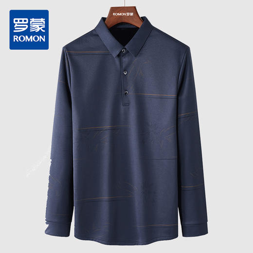 【加绒加厚】罗蒙秋冬衬衫男保暖防风时尚印花通勤百搭休闲套头衬衣男 商品图2