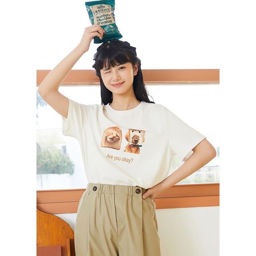 ZIHAN紫涵圆领趣味印花大版T夏季新品2022休闲直筒落肩袖短袖上衣百搭Z2Z04BS355 商品图2