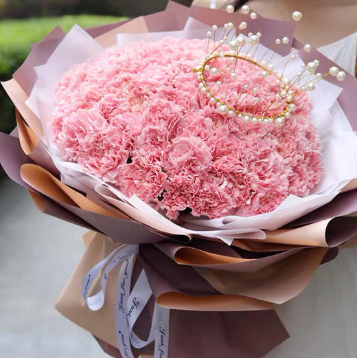 【幸福安康长久】99朵粉色康乃馨高端大气花束 商品图0