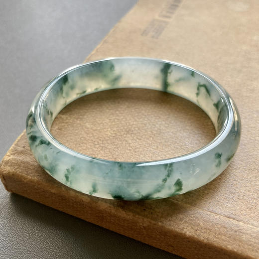 冰种起胶飘花翡翠贵妃镯52 商品图0