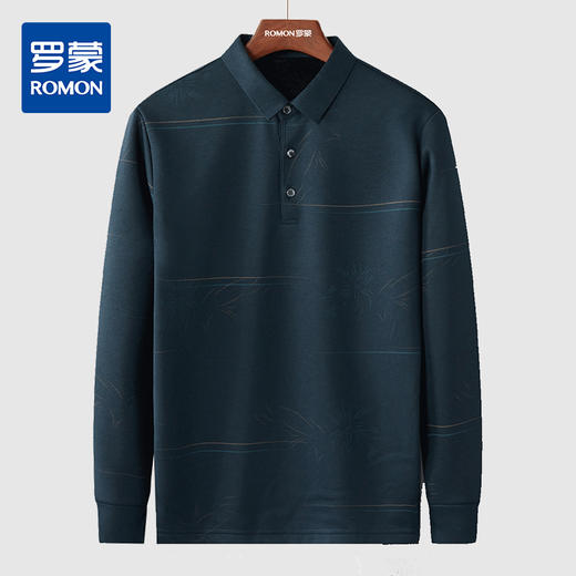 【加绒加厚】罗蒙秋冬衬衫男保暖防风时尚印花通勤百搭休闲套头衬衣男 商品图4