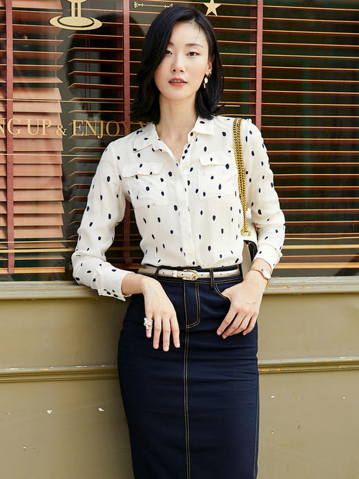 J9333728A “玛丽莲”波点真丝衬衫 经典复古百搭 减龄 气质（四季可穿）颈袖添香 商品图1