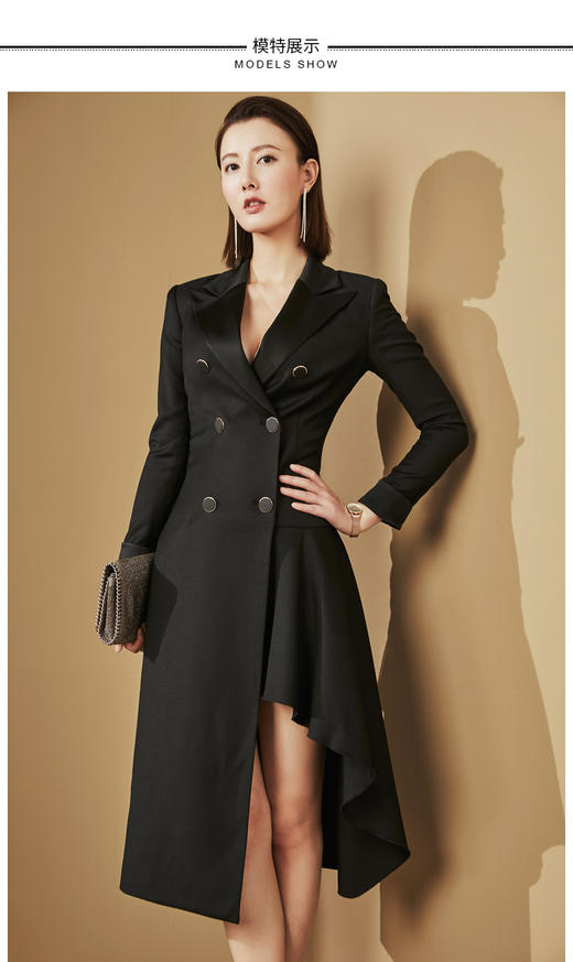 连衣裙-刚柔并济-J20484626颈袖添香2020新款时尚修身气质中长款包臀显瘦女士连衣裙 商品图3