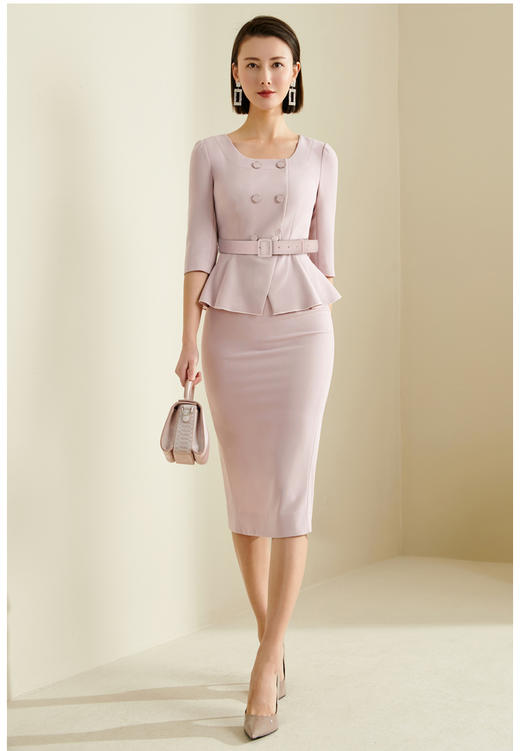 “职场芭蕾”-JG21184876T1X7颈袖添香年季女装收腰修身长款气质时尚通勤职业连衣裙 女装收腰长款气质时尚通勤职业连衣裙 商品图8