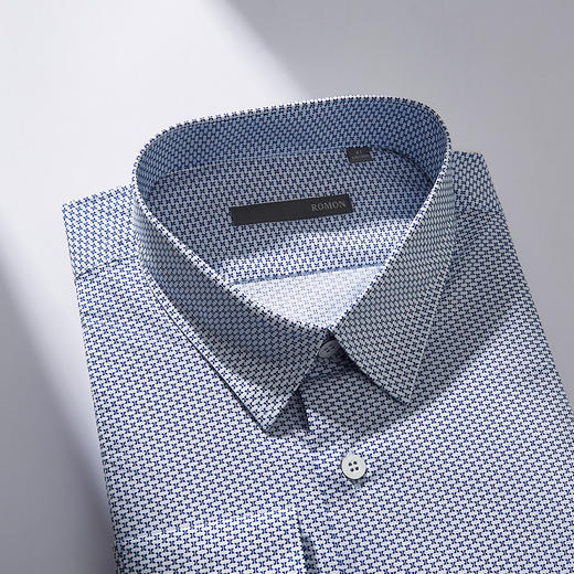 【专柜同款】罗蒙春秋印花微弹纯棉衬衫男士休闲百搭衬衫 商品图1