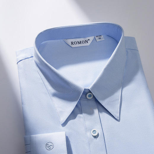 【60棉】罗蒙女士长袖衬衫纯色斜纹舒适透气商务通勤职业装衬衣女 商品图1