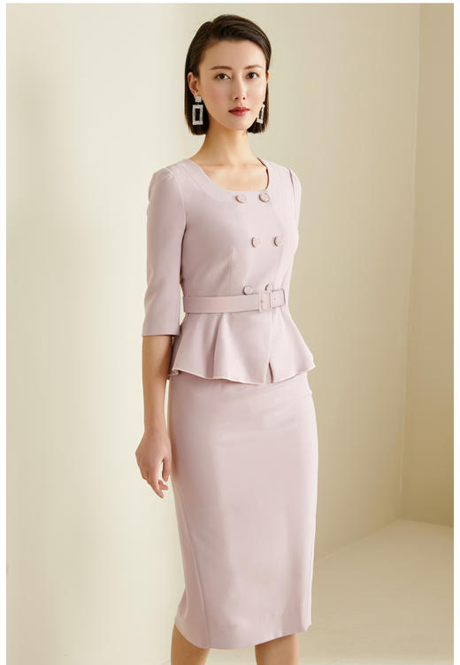 “职场芭蕾”-JG21184876T1X7颈袖添香年季女装收腰修身长款气质时尚通勤职业连衣裙 女装收腰长款气质时尚通勤职业连衣裙 商品图6