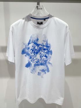 【1F】RARE威雅 | 22春夏 新款蓝色水彩晕染图案印花短袖T恤 男士短袖T恤