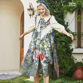 连衣裙 两三事梵高艺术衣铃悬花秋季新款复古连衣裙女气质设计感长款