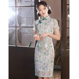 修身减龄，改良年轻款日常款文艺少女雪纺旗袍BJS-9290