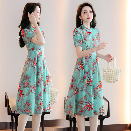 复古通勤，显瘦印花连衣裙HR-WAY530 商品图2