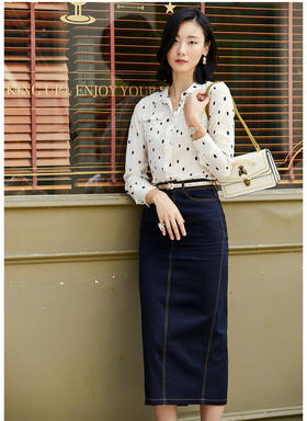 J9333728A “玛丽莲”波点真丝衬衫 经典复古百搭 减龄 气质（四季可穿）颈袖添香