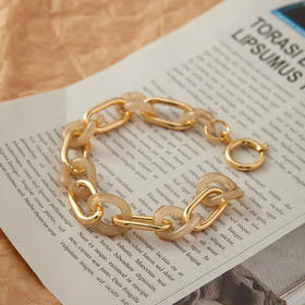 Oflye潮流饰品 独特手链女亚克力小众设计金属链条欧美ins时尚感个性新款装饰品