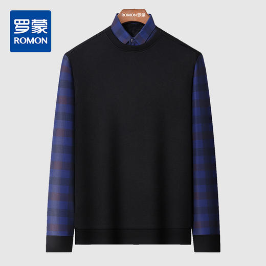 【加绒加厚】罗蒙秋冬男装保暖衬衫男士时尚休闲学院风假两件套头衫男 商品图8