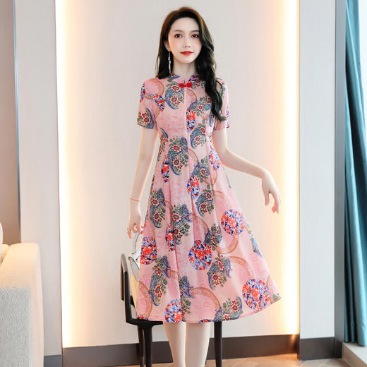 复古通勤，显瘦印花连衣裙HR-WAY530 商品图1