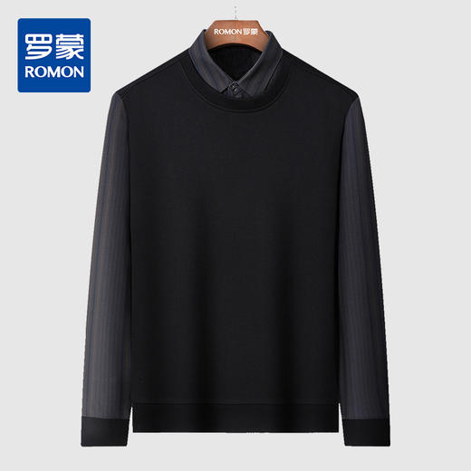 【加绒加厚】罗蒙秋冬男装保暖衬衫男士时尚休闲学院风假两件套头衫男 商品图9