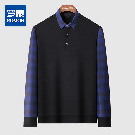 【加绒加厚】罗蒙秋冬男装保暖衬衫男士时尚休闲假两件拼色套头衬衣男 商品图4