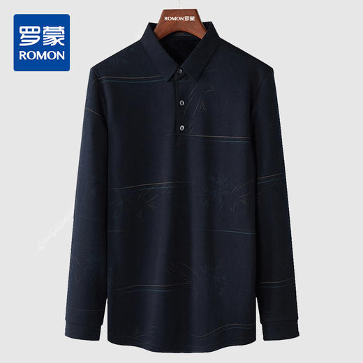 【加绒加厚】罗蒙秋冬衬衫男保暖防风时尚印花通勤百搭休闲套头衬衣男 商品图0