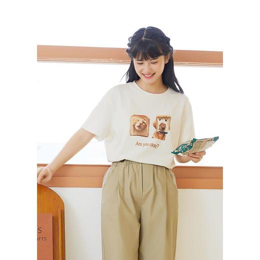 ZIHAN紫涵圆领趣味印花大版T夏季新品2022休闲直筒落肩袖短袖上衣百搭Z2Z04BS355 商品图3