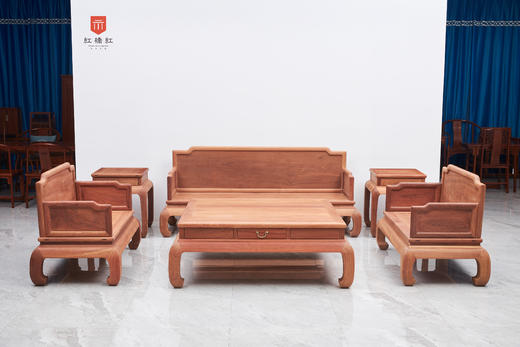 红桥红  家具严选  缅甸花梨（大果紫檀）【弯腿 三围攒框素板 223沙发六件套】 商品图0
