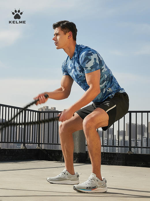 KELME卡尔美迷彩健身圆领短袖体恤男训练半袖跑步运动服休闲T恤6123TX1030 商品图1