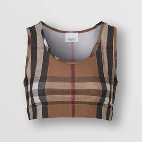 BURBERRY 巴宝莉 女士棕色格子运动文胸 8043428 A8894