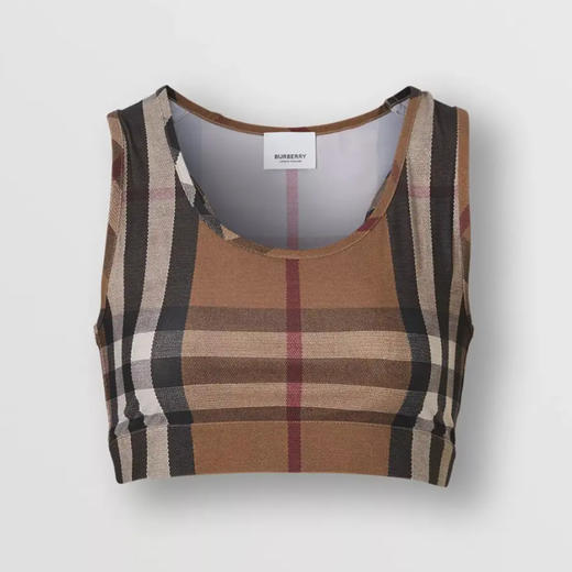 BURBERRY 巴宝莉 女士棕色格子运动文胸 8043428 A8894 商品图0
