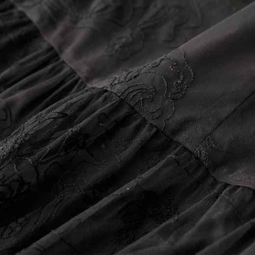 NEELLY纳俪商场同款复古方领连衣裙女网纱拼接A字裙夏季新款N22043Y01085 商品图4