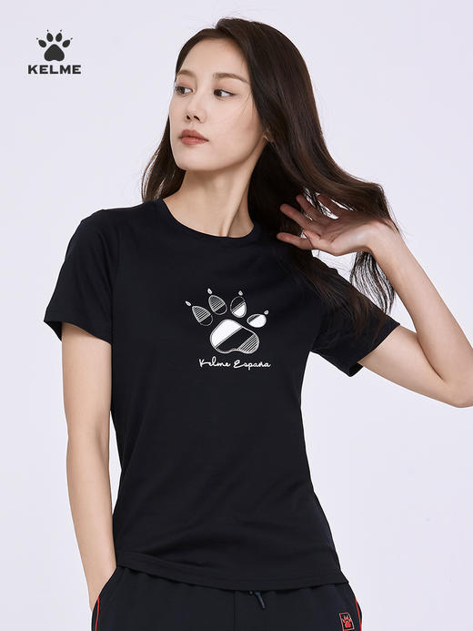 KELME卡尔美短袖女新款夏季品牌LOGO休闲运动时尚透气纯棉T恤6227TX2018 商品图2