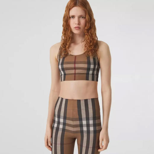 BURBERRY 巴宝莉 女士棕色格子运动文胸 8043428 A8894 商品图1