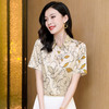 ASE-3575 立领气质时尚百搭短袖女士衬衫 商品缩略图0
