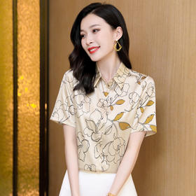 ASE-3575 立领气质时尚百搭短袖女士衬衫