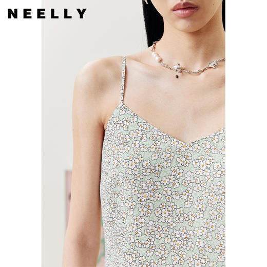 NEELLY纳俪商场同款气质V领碎花小吊带裙不规则裙摆夏季连衣裙N22043Y01104 商品图1