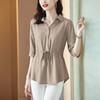 YH-20440夏装大码女装中袖宽松遮肚收腰中长款短袖衬衫女雪纺上衣衬衣 商品缩略图2