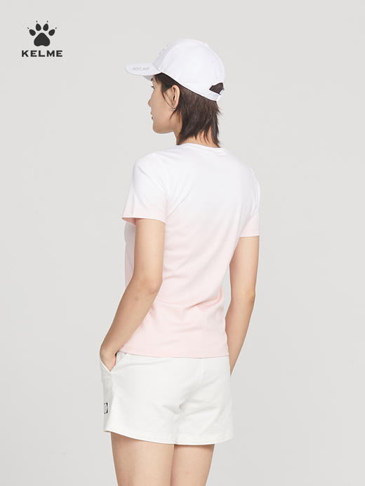 KELME卡尔美网球印花渐变色短袖女T恤纯棉透气休闲夏季运动上衣6126TX2002 商品图1