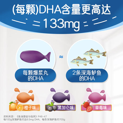 Nature's way佳思敏 三种果味爆浆鱼油DHA咀嚼丸180粒/瓶 商品图3