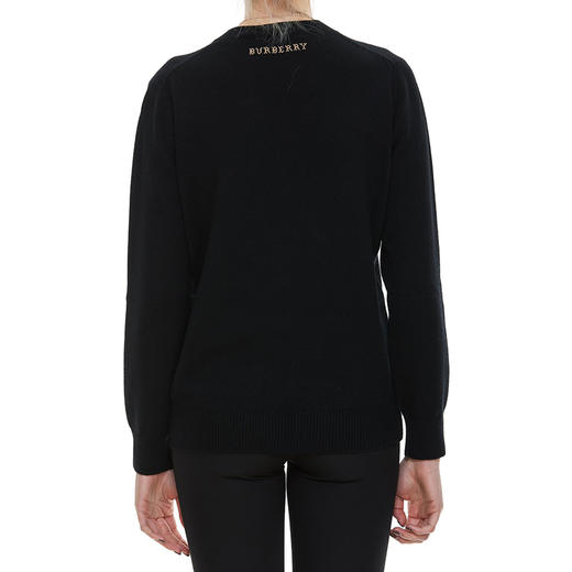 BURBERRY 巴宝莉 女士圆领小鹿嵌花羊毛混纺针织衫 黑色 8050612 A1189 商品图2