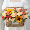 玫瑰混绣球向日葵搭手提花篮送妈妈老师长辈生日母亲节感恩节毕业谢师祝福感恩节送花 商品缩略图5
