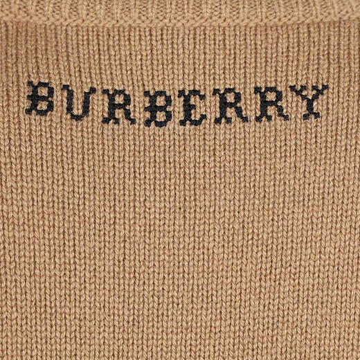 BURBERRY 巴宝莉 女士圆领小鹿嵌花羊毛混纺针织衫 卡其色 8048459 A1420 商品图3
