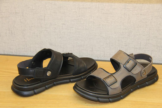 豪行夏新款11255312凉鞋男士休闲shus真皮沙滩鞋凉拖两用凉鞋软底 专柜正品 商品图5