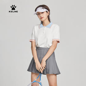 KELME卡尔美 马卡龙撞色POLO领衫女2022年夏季新款针织短袖T恤6127PL2004