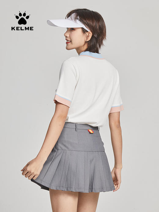 KELME卡尔美 马卡龙撞色POLO领衫女2022年夏季新款针织短袖T恤6127PL2004 商品图3