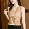 经典百搭，V领修身显瘦打底小衫蕾丝拼接缎面无袖背心KQL-2278 商品缩略图1