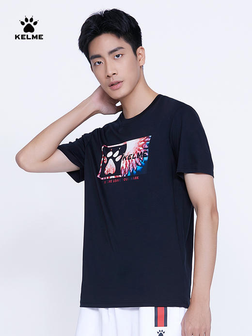 KELME卡尔美短袖男新款夏季透气针织体恤纯棉圆领运动休闲半袖t恤6227TX1031 商品图2