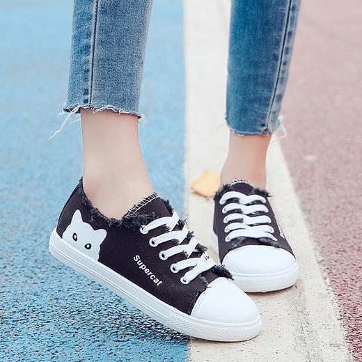 2022新款时尚百搭学生鞋女式帆布鞋小白鞋低帮圆头低跟平底注塑女鞋 商品图2