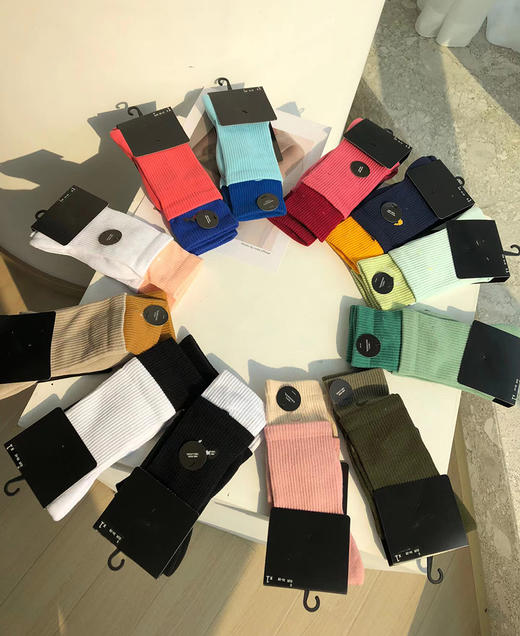 THS-无 叠穿高手 人手一双的双层拼色 袜子 彩色长袜-男女款 一双装  12色可选 CU922 商品图8