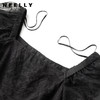 NEELLY纳俪商场同款复古方领连衣裙女网纱拼接A字裙夏季新款N22043Y01085 商品缩略图2