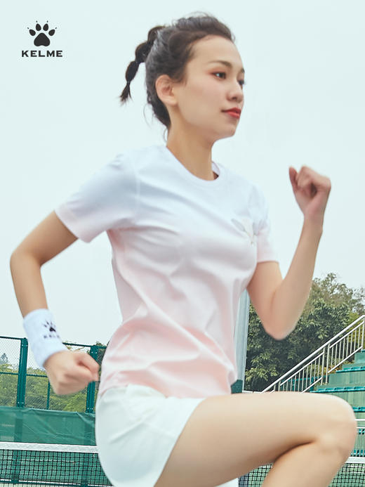 KELME卡尔美网球印花渐变色短袖女T恤纯棉透气休闲夏季运动上衣6126TX2002 商品图2