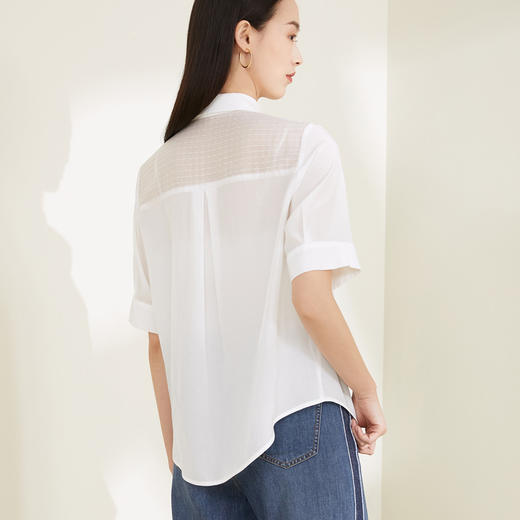 玳莎短袖衬衫女小众2022年夏季新款不规则领设计感通勤衬衣上衣 CB31113 商品图2