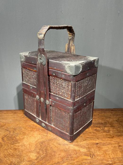 竹编髹漆双层提梁食盒，顺丰包邮 商品图1